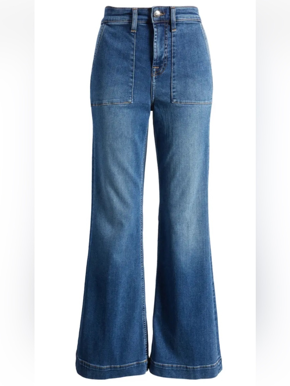 Jen7 High-Rise Wide Leg Jeans in Medium Blue Trouser Pants Size 4